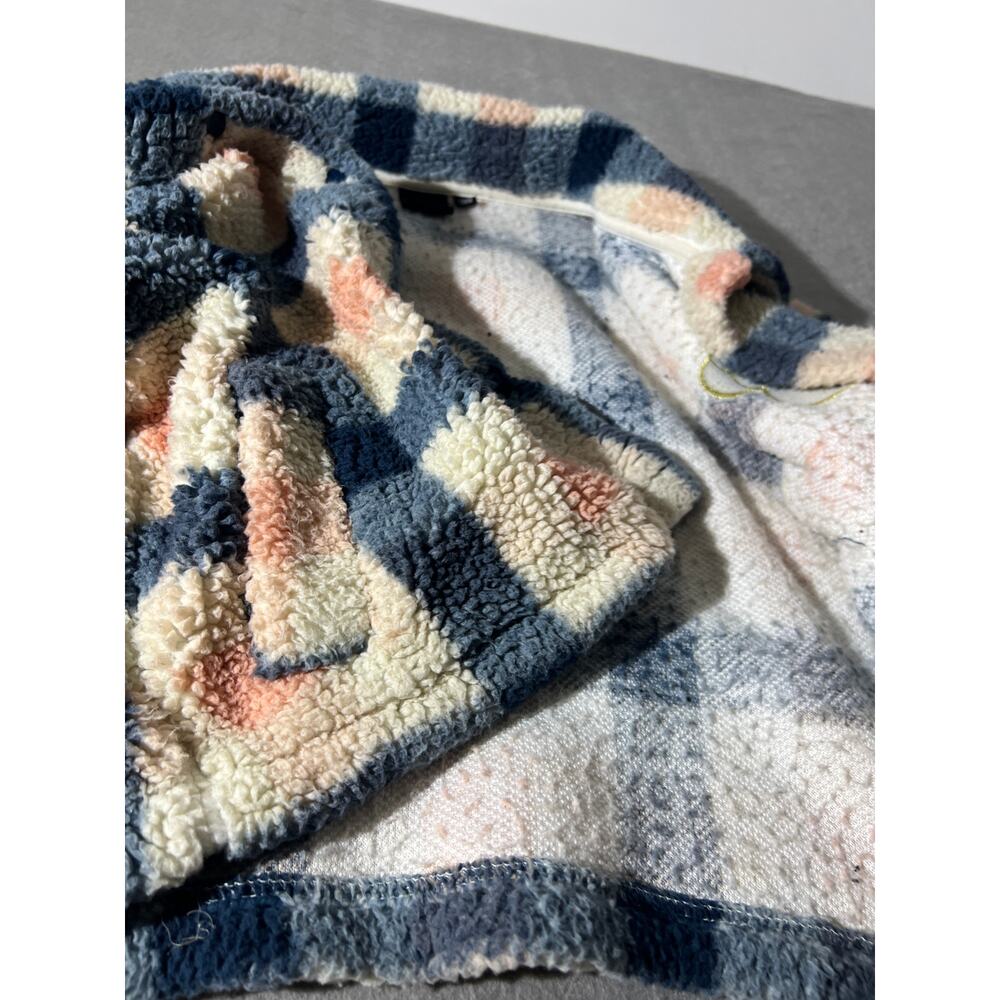 Disney Girls Mickey Sherpa Plaid Jacket Blue Pink Size M - Picture 13 of 13